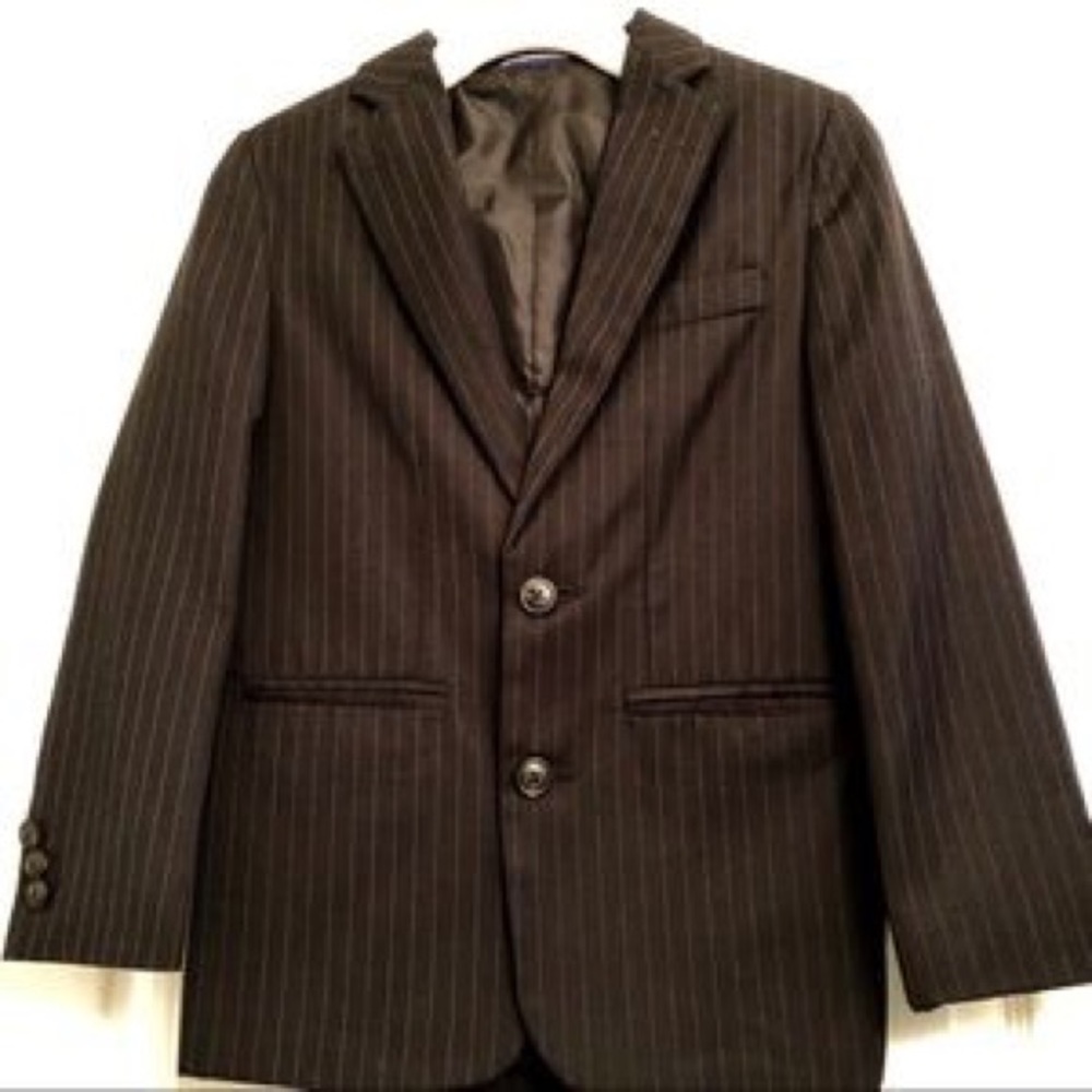 Chaps 2 piece Black Pinstriped Suit, Boys Size 10